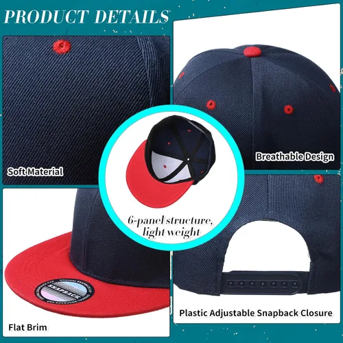 Vista 3 de Hicarer 30 gorras de béisbol para hombre, gorra plana a granel de ala plana