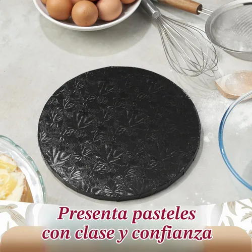 Vista 4 de Cakebon Tablas redondas para tartas – Tambores resistentes de 1/2 pulgada de grosor – Base profesional de 8 pulgadas para bordes totalmente