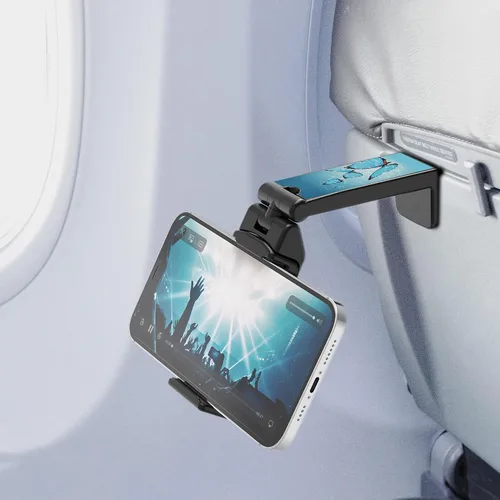 Vista 11 de Accesorios de viaje, bandeja universal para el respaldo del asiento, soporte de clip para teléfono manos libres, tamaño de bolsillo ajustable