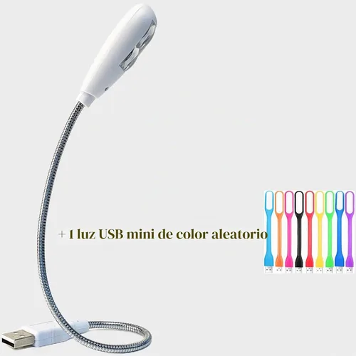 Vista 2 de Lámpara de Lectura LED USB con Ajuste Regulable de 2 Brillos, Cuello de Ganso Flexible, Luz USB para Notebook Laptop Teclado, Powerbank