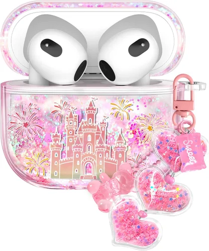 Vista 34 de para Airpods de 2ª/1ª Generación - Estuche Quicksand Liquid Kawaii Lindo Mujer Niña Mujeres Chispeante Brillante Bling Resplandor Adorable Elegante