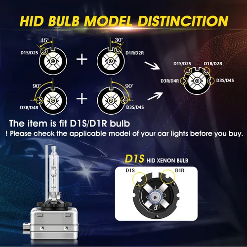 Vista 4 de TECTICO D1S - Bombillas de faro delantero de xenón HID, 6000K 35W color Blanco Frío, haz alto y bajo, 300% de brillo mejorado, base de soporte