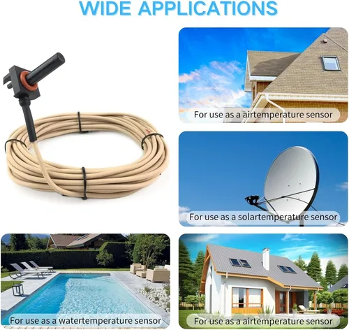 Vista 5 de GLX-PC-12-KIT Sensor de temperatura de termistor de 10K con cable de 15 pies Kit de reemplazo de sensor de temperatura de agua/aire/solar compatible