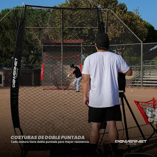Vista 7 de PowerNet Baseball Training Equipment Baseball Net, Portable Softball Batting Practice Pitching Screen, 7-FT I-Screen or A-Frame Pitching Net Negro