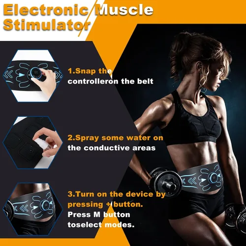 Vista 4 de Estimulador Muscular Electrónico - Equipo de Entrenamiento Físico para Hombres y Mujeres, Estimulador Abdominal Electrónico de 8 Modos