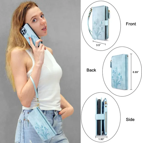 Vista 5 de Funda compatible con iPhone 13 Pro Max de 6.7 pulgadas 2021 [ranuras para tarjetas] Soporte para dinero en efectivo para tarjetas de identificación