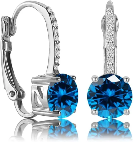 Vista 2 de Aretes colgantes de diamante de 1 quilate para mujer, chapados en oro de 18 quilates, circonita cúbica, palanca colgante, aretes de novia, joyería
