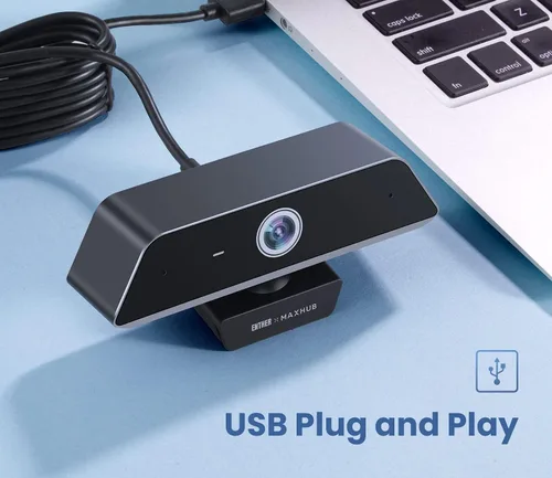 Vista 6 de Enther Cámara web MAXHUB 4k, cámara web con micrófono para computadora con micrófono con cancelación de ruido, enfoque automático rápido