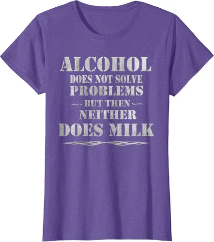 Vista 5 de Alcohol Does Not Solve Problems. But Then, Neither Does Milk T-Shirt Asphalt Grey