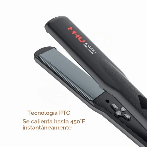 Vista 3 de Plancha de cerámica para cabello rizado, plancha plana ancha de doble