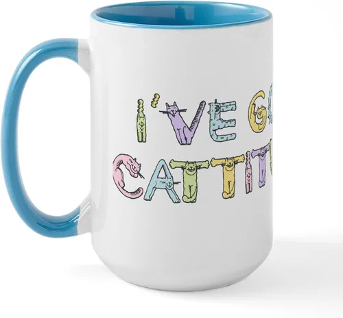 Vista 35 de CafePress Cattitude Funny Cat Saying Taza Grande de Café de Cerámica 15 oz (444 ml)