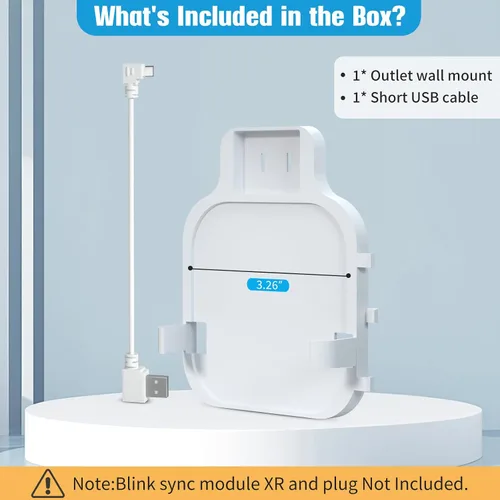Vista 6 de Soporte de pared para toma de corriente para Blink Sync Module XR, cable corto ahorra espacio y soporte de montaje fácil de mover para sistema