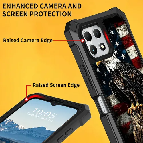 Vista 4 de Funda para T-Mobile Revvl 7 de 6.6 pulgadas con protector de pantalla, policarbonato duro de doble capa resistente y TPU suave a prueba de golpes