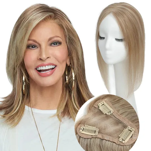 Vista 26 de Aimeolyn Toppers de cabello para mujer, cabello humano real, sin flequillo, extensiones de cabello superior para adelgazar, base de encaje Haisr