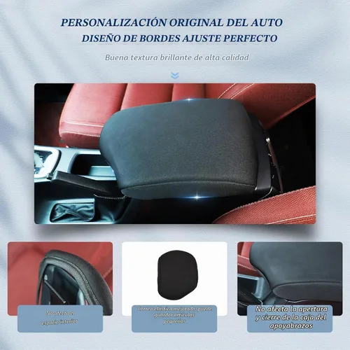 Vista 6 de Funda de consola central de alta calidad compatible con Toyota Hilux 2015 2016 2017 2018 2019 2020 2021 Protector de cojín para reposabrazos de coche