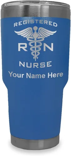 Vista 28 de LaserGram Vaso aislado al vacío de 20 onzas, enfermera registrada RN, grabado personalizado incluido (negro)