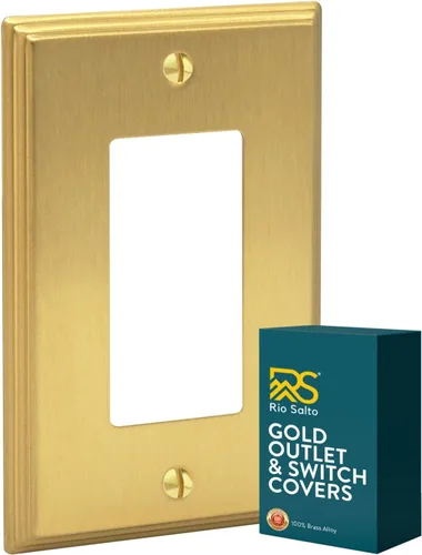 Vista 41 de Rio Salto BRASS Deco Collection - Placa de pared ciega de metal dorado de tamaño estándar, cubierta de salida resistente a la corrosión