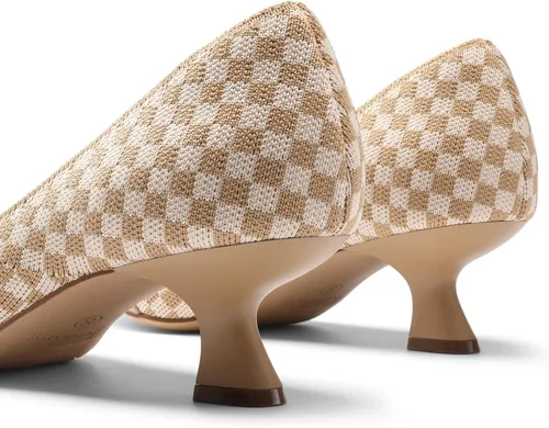 Vista 3 de BURUDANI Zapatos de tacón de gatito para mujer, con punta puntiaguda, cómodos, de punto, con puntera cerrada, para boda