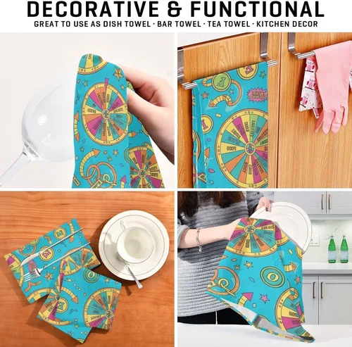 Vista 7 de GAIREG Colorful Retro Blue Dish Cloth Set, 28x18 Inch Absorbent Commercial Kitchen Towels Bulk, Set of 6