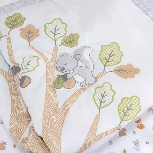 Vista 13 de Sammy & Lou Friendly Forest - Juego de ropa de cama para cuna de bebé de 4 piezas, incluye edredón, sábanas bajeras para cuna neutrales, falda