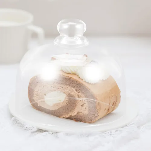 Vista 9 de HEALLILY Cubierta de cristal para tartas, cúpula de 3.93 pulgadas, cubierta protectora transparente para postres de alimentos, exhibición