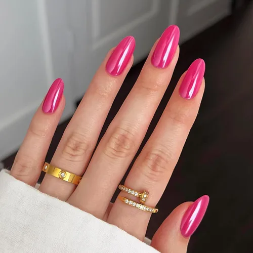 Vista 14 de Modelones Uñas postizas a presión color rosa almendra, uñas postizas cortas de primavera, kit de uñas reutilizables con pegamento de uñas, mini lima