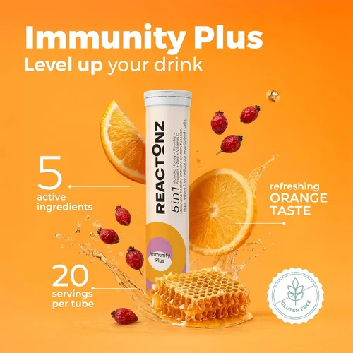 Vista 4 de Inmunidad Plus 5 en 1 - Suplemento inmunológico y antioxidante - Vitamina C, zinc, miel de manuka, rosa mosqueta y propóleos - Sabor natural