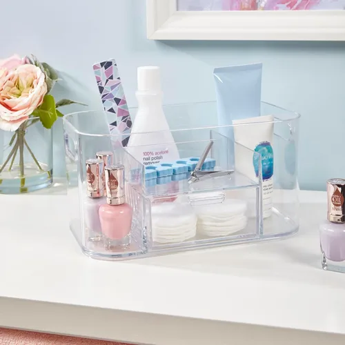 Vista 7 de STORi Bliss Organizador de Maquillaje Transparente para Encimera, Organizador de Baño Dividido y Cajón de Almacenamiento, Soporte para Brochas