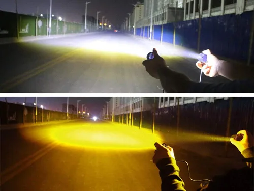 Vista 2 de iJDMTOY Juego de luz antiniebla de proyector LED mini de 20 W de alta potencia de 1 pulgada de color blanco/amarillo dual, ajuste universal