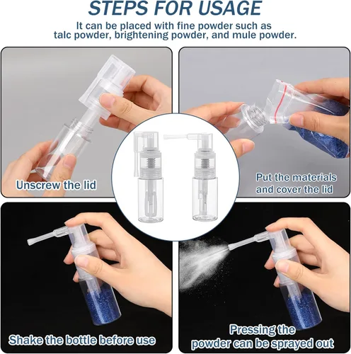 Vista 6 de KALIONE 2 unidades de pulverizador de purpurina transparente para manualidades con purpurina, botella vacía multiusos vacía de plástico pulverizador