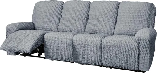 Vista 44 de vctops 4 fundas para sillas reclinables con textura de sirsaca a cuadros, suaves y elásticas, protector de muebles antideslizante con parte inferior