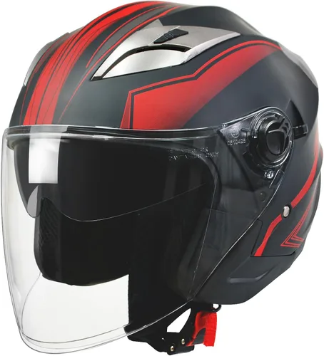 Vista 9 de Cascos de motocicleta 3/4 de cara abierta para adultos, doble visera Azul