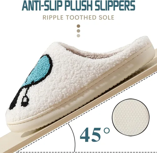 Vista 5 de Las bonitas pantuflas de conejito malo perfectas para mujeres y hombres bordado de dibujos animados pantuflas cálidas de invierno con patrón de amor