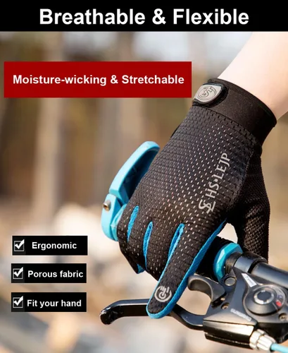 Vista 3 de Guantes de ciclismo de dedo completo, guantes de bicicleta de montaña, guantes de MTB para pantalla táctil, guantes de ciclismo para hombres