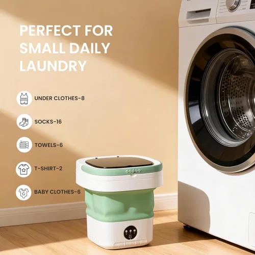 Vista 15 de Lavadora plegable portátil, mini lavadora de gran capacidad de 16 litros para ropa de bebé, ropa interior y lavandería de viaje, lavadora