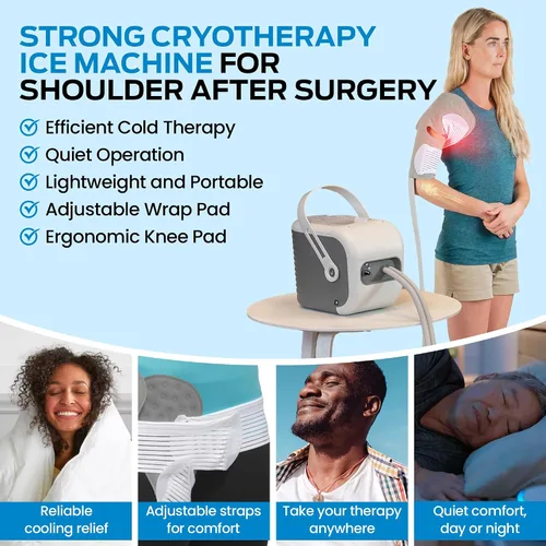 Vista 5 de Máquina de hielo para terapia de fiebre fría, sistema de crioterapia para aliviar el dolor y compresión fría, poscirugía y recuperación de lesiones