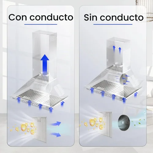 Vista 4 de EKON Campana extractora de pared de 30 pulgadas, campana de ventilación de cocina de acero inoxidable de 900 CFM, convertible con conductos/sin