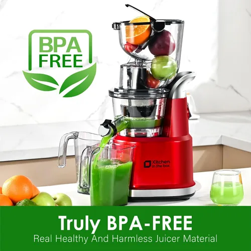 Vista 4 de Exprimidores de prensado en frío, máquina de exprimidores de masticación lenta, canal de alimentación grande y ancho de 3.26 pulgadas para frutas