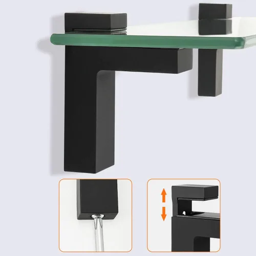 Vista 6 de Hardware flotante ajustable de metal, soporte de estante de madera/vidrio para montaje en pared, abrazadera ajustable para madera o vidrio de 0.2 a