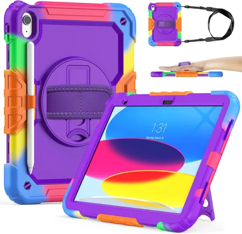 Vista 15 de SIBEITU Funda compatible con iPad de 9ª/8ª/7ª generación con protector de pantalla para bolígrafo, funda para iPad de 10.2 pulgadas, funda