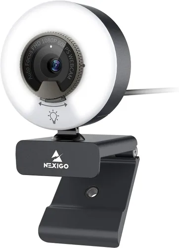 Vista 11 de NexiGo N930E Pro, cámara web 4K con luz de anillo, enfoque automático PDAF, 1080P @60FPS, micrófonos con doble cancelación de ruido, obturador