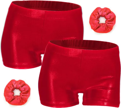 Vista 3 de Shorts de gimnasia para niñas y chicas con brillo, para danza, acrobacias o deportes, de 2-14 años 2 unidades azul profundo