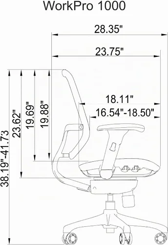 Vista 7 de WorkPro 1000 Series silla de malla negra