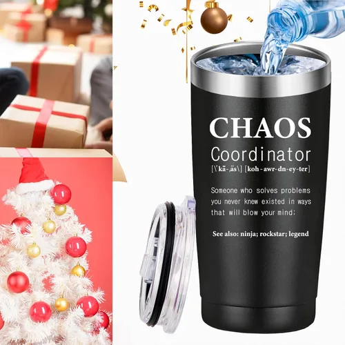 Vista 4 de Mamihlap Chaos Coordinator - Taza de viaje para compañeros de trabajo, regalos de coordinador del caos. Divertidos regalos inspiradores