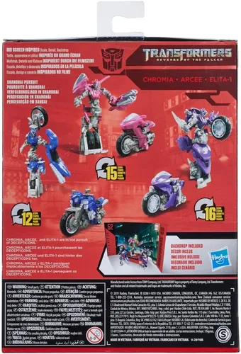 Vista 4 de Transformers Toys Studio Series 52, Deluxe, Revenge of The Fallen, Arcee Chromia Elita-1 Figuras de acción 3 por paquete, 4.5 pulgadas