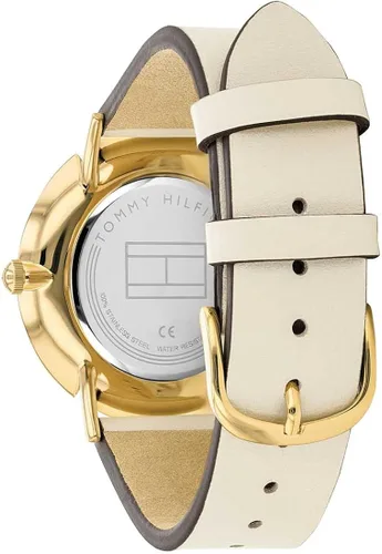 Vista 2 de Tommy Hilfiger Jenna - Reloj de cuarzo de acero inoxidable con correa de piel color beige 16 modelo 2770046