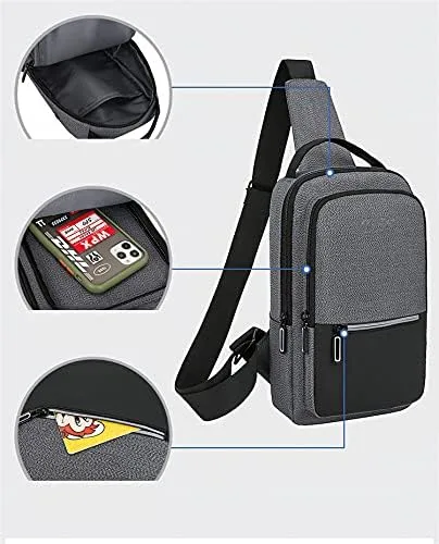 Vista 4 de Small Sling Bag Chest Purse Bag Casual Daypack with Earphone Hole