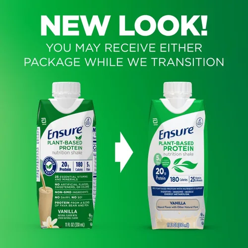 Vista 3 de Ensure Batido nutricional de vainilla con proteína vegana a base de plantas I Sin gluten I Sin lácteos I Batido sin soja I Paquete de 12