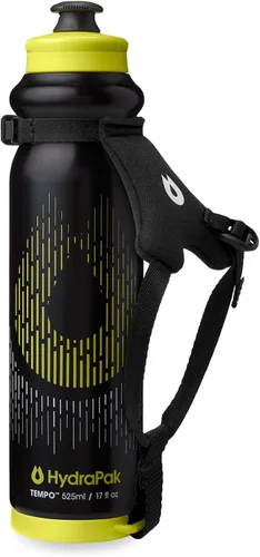 Vista 7 de HydraPak Tempo Pro 400ml - Botella de mano para correr y exprimir para hidratación en entrenamiento y día de carrera con correa removible Negro