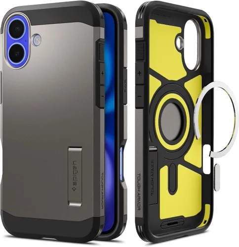 Vista 17 de Spigen Tough Armor MagFit Funda Diseñada para iPhone 15 (2023) [Soporte] [Protección de Grado Militar] Compatible con MagSafe - Negro